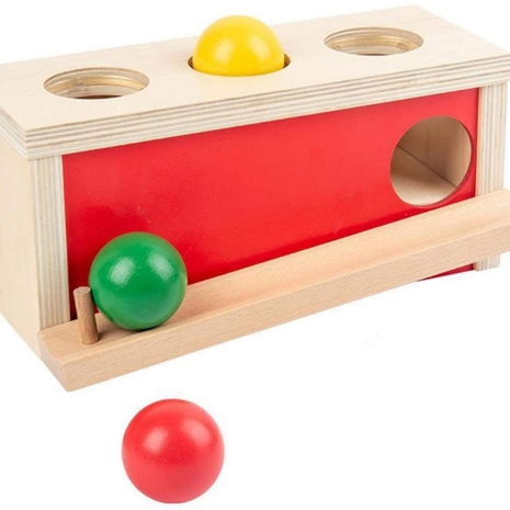 Cutia Permanentei Circuit cu bile tricolore Joc Montessori lemn