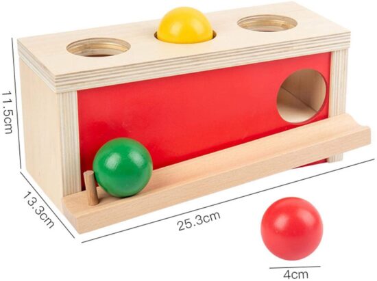 Cutia Permanentei Circuit cu bile tricolore Joc Montessori lemn