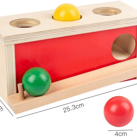 Cutia Permanentei Circuit cu bile tricolore Joc Montessori lemn