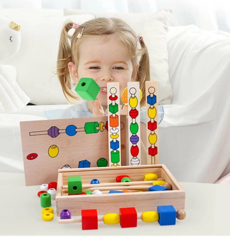Forme geometrice Jucarii Montessori Puzzle Frigarui din lemn
