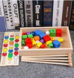 Forme geometrice Jucarii Montessori Puzzle Frigarui din lemn