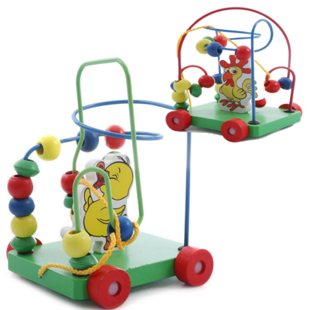 Labirint cu Abac Jucarie de tras cu roti Animale 3D din lemn