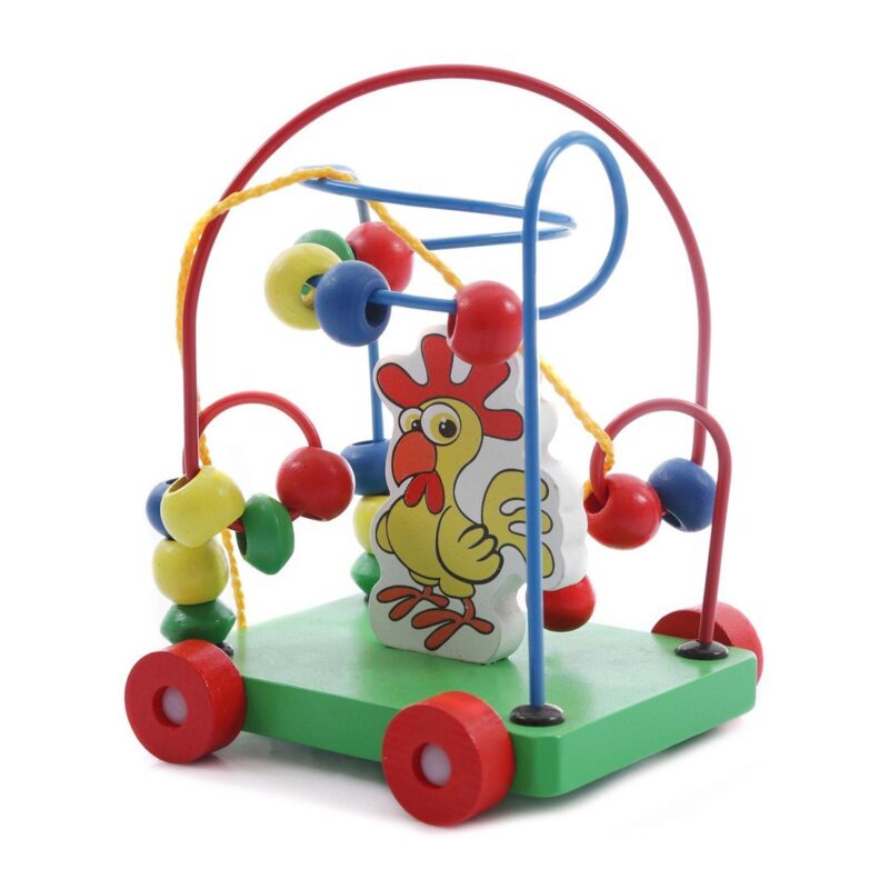 Labirint cu Abac Jucarie de tras cu roti Animale 3D din lemn