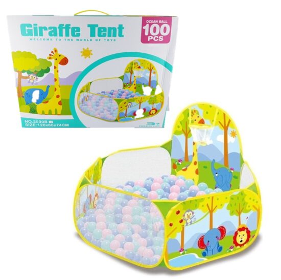 Piscina cu cos baschet 100 bile colorate Tarc bebe Girafa