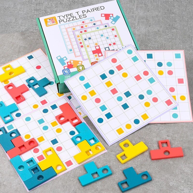 Vulgarity napkin segment Puzzle Montessori 3D Joc gandire logica Tip Tetris din lemn - Ray Toys