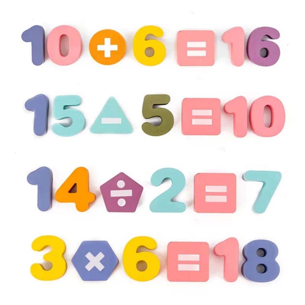 Puzzle educativ Montessori Cifre 3D cu Operatii matematice2