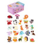 Puzzle educativ cu desene 24 piese Legume Vehicule Animale