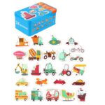 Puzzle educativ cu desene 24 piese Legume Vehicule Animale