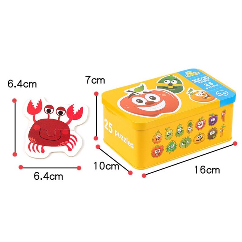 Puzzle educativ cu desene 24 piese Legume Vehicule Animale