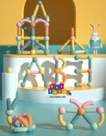 Puzzle magnetic Joc educativ stivuire STEM stick si bile color