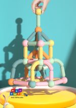 Puzzle magnetic Joc educativ stivuire STEM stick si bile color