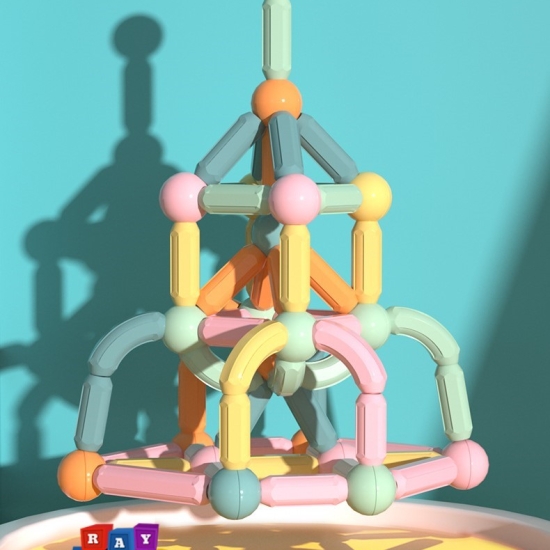 Puzzle magnetic Joc educativ stivuire STEM stick si bile color