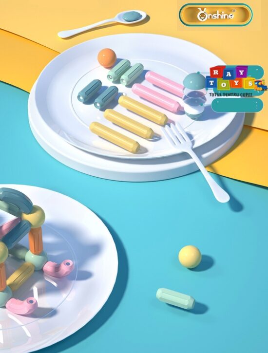 Puzzle magnetic Joc educativ stivuire STEM stick si bile color