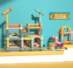 Puzzle magnetic Joc educativ stivuire STEM stick si bile color