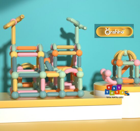 Puzzle magnetic Joc educativ stivuire STEM stick si bile color