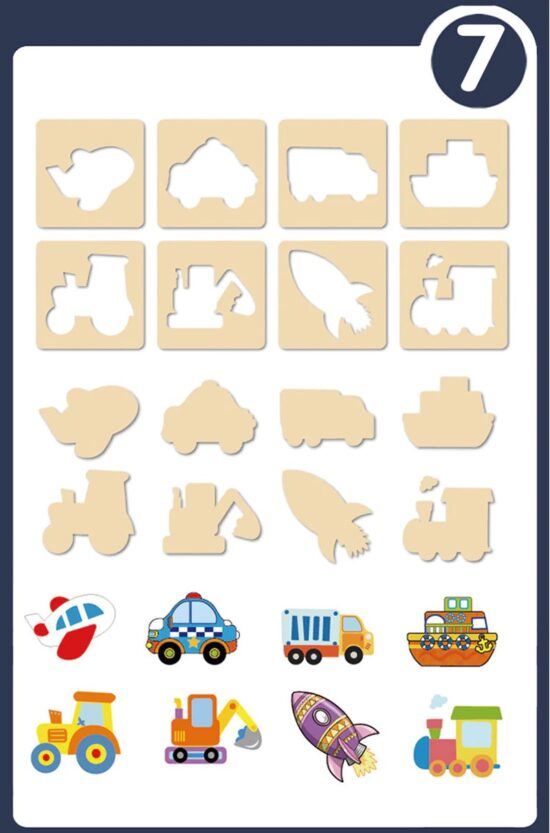 Set creativ de desen Jucarii sabloane lemn Pictam matrita