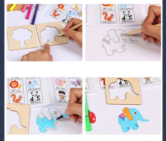 Set creativ de desen Jucarii sabloane lemn Pictam matrita