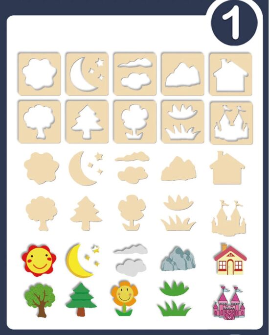 Set creativ de desen Jucarii sabloane lemn Pictam matrita