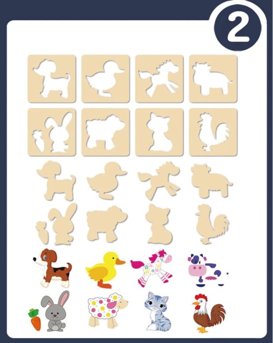 Set creativ de desen Jucarii sabloane lemn Pictam matrita