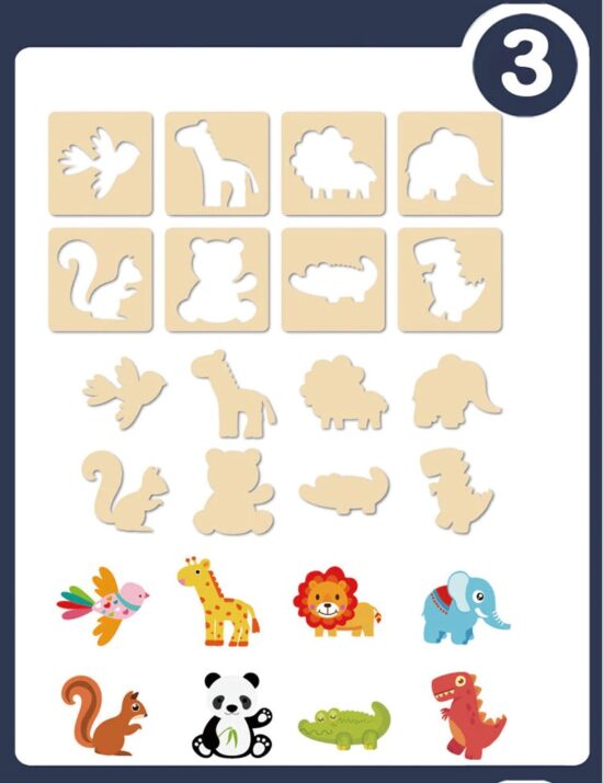 Set creativ de desen Jucarii sabloane lemn Pictam matrita