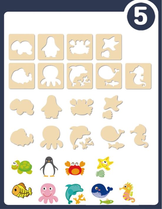 Set creativ de desen Jucarii sabloane lemn Pictam matrita