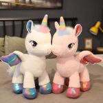 Unicorn din plus cu Aripi Jucarie cu Cornul Curcubeu 40 cm