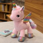 Unicorn din plus cu Aripi Jucarie cu Cornul Curcubeu 40 cm