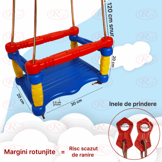 Leagan plastic copii cu protectie suspendabil colorat
