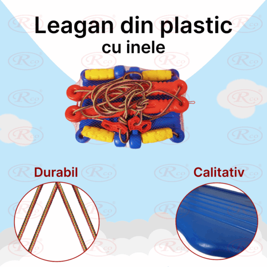 Leagan plastic copii cu protectie suspendabil colorat