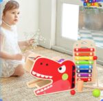 Pista cu bile si ciocanel lemn Xilofon cu 8 note muzicale