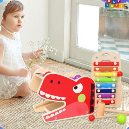 Pista cu bile si ciocanel lemn Xilofon cu 8 note muzicale