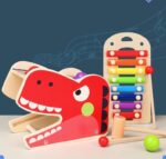 Pista cu bile si ciocanel lemn Xilofon cu 8 note muzicale