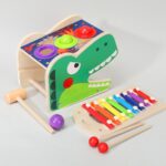 Pista cu bile si ciocanel lemn Xilofon cu 8 note muzicale