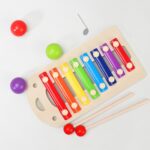 Pista cu bile si ciocanel lemn Xilofon cu 8 note muzicale