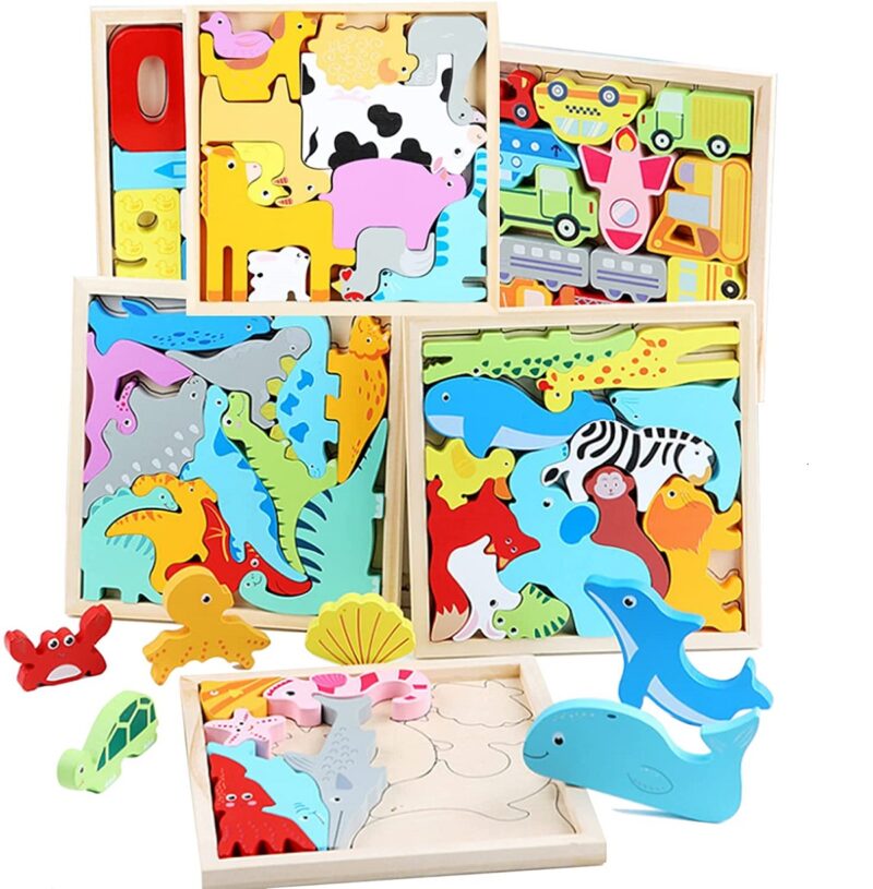 Puzzle educativ Tangram din lemn Jucarii stivuire