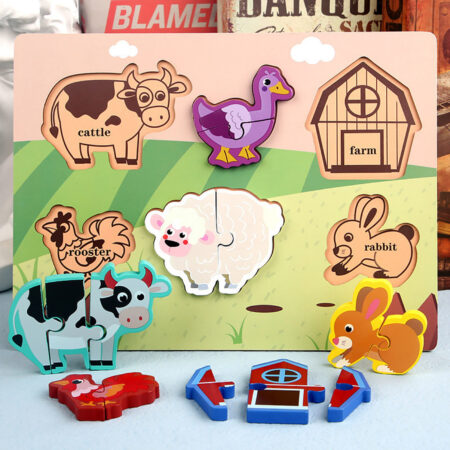 Puzzle bucati 3D Animale ferma lemn