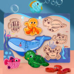 Puzzle bucati 3D Animale marine din lemn