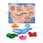 Puzzle bucati 3D Animale marine din lemn