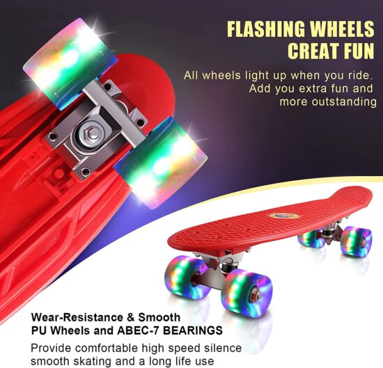 Skateboard copii cu Roti luminoase din silicon