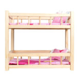 Pat etajat pentru papusi din lemn natur