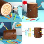 Pescuit magnetic Ciocanitoarea prinde viermisorii din copac