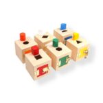 Set 6 cutii Montessori Incuie-descuie Forme geometrice