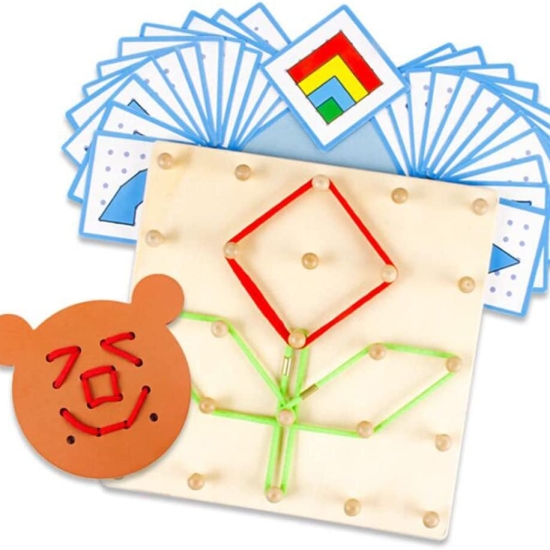 Geoboard lemn Placa grafica educativa Montessori