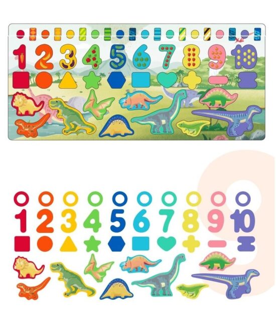 Joc logaritmic Pescuit Puzzle numere dinozauri