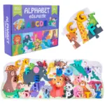 Puzzle educativ Alfabet 3D lemn Animale
