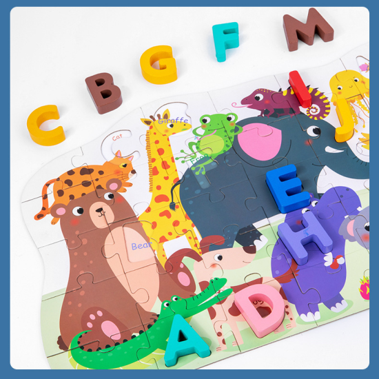 Puzzle educativ Alfabet 3D lemn Animale