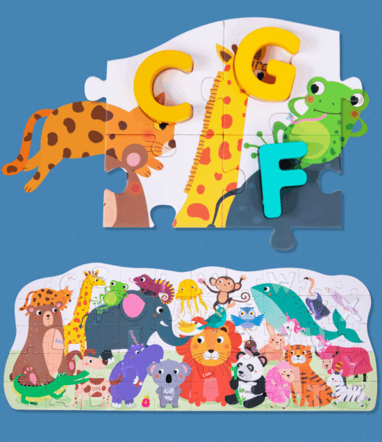 Puzzle educativ Alfabet 3D lemn Animale