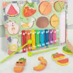 Puzzle educativ Fructe Xilofon Joc 3in1