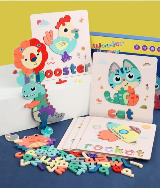 Puzzle lemn Asociere cuvinte cu imagini