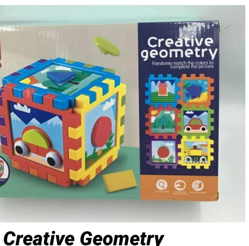 Cub creativ cu forme geometrice Puzzle butoni